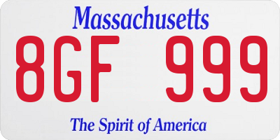 MA license plate 8GF999