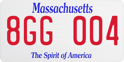 MA license plate 8GG004