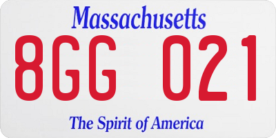 MA license plate 8GG021