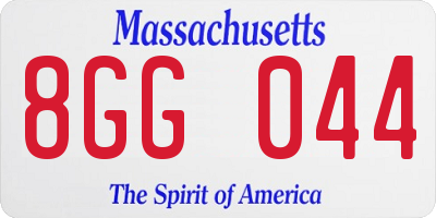 MA license plate 8GG044