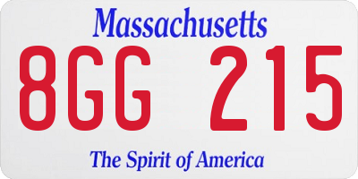 MA license plate 8GG215