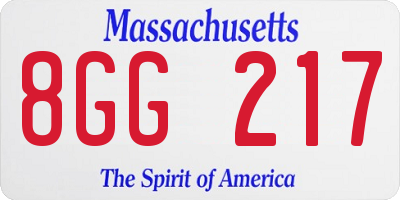 MA license plate 8GG217