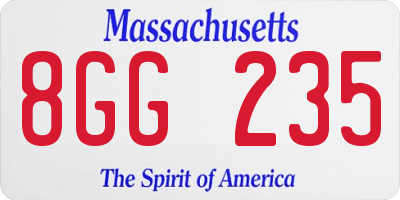MA license plate 8GG235