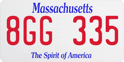 MA license plate 8GG335