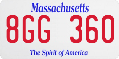 MA license plate 8GG360