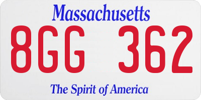 MA license plate 8GG362