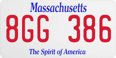 MA license plate 8GG386