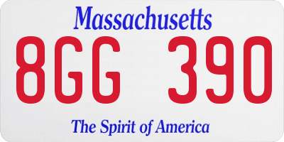 MA license plate 8GG390