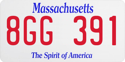MA license plate 8GG391