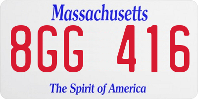 MA license plate 8GG416