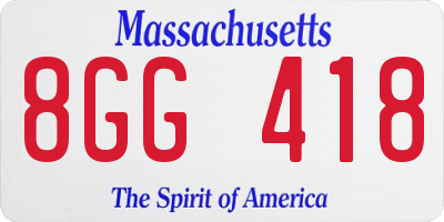 MA license plate 8GG418