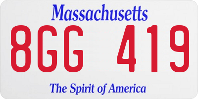MA license plate 8GG419