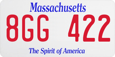 MA license plate 8GG422