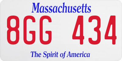 MA license plate 8GG434