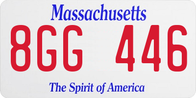 MA license plate 8GG446