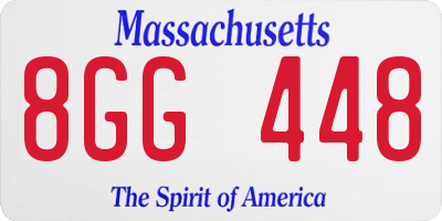 MA license plate 8GG448