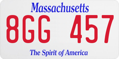 MA license plate 8GG457