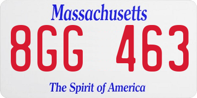 MA license plate 8GG463