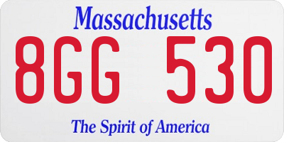 MA license plate 8GG530