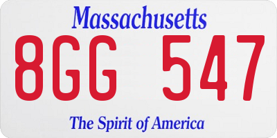 MA license plate 8GG547