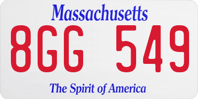 MA license plate 8GG549
