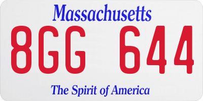 MA license plate 8GG644