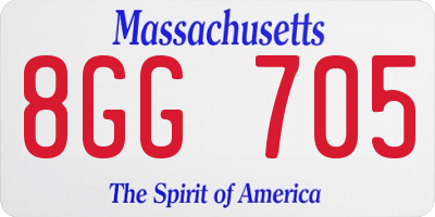 MA license plate 8GG705