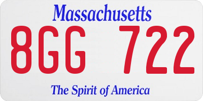 MA license plate 8GG722