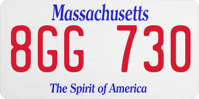 MA license plate 8GG730