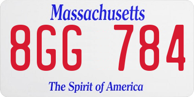 MA license plate 8GG784