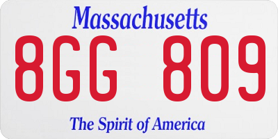 MA license plate 8GG809