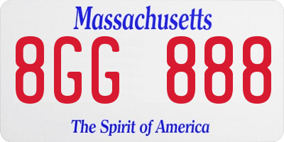 MA license plate 8GG888
