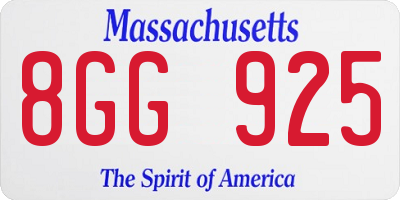 MA license plate 8GG925