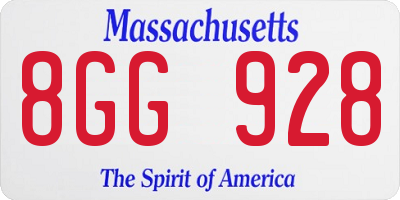 MA license plate 8GG928