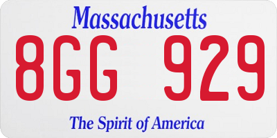 MA license plate 8GG929