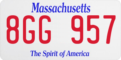 MA license plate 8GG957