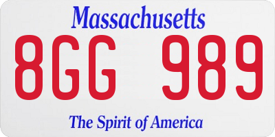 MA license plate 8GG989