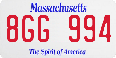 MA license plate 8GG994