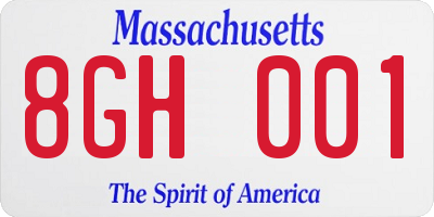 MA license plate 8GH001