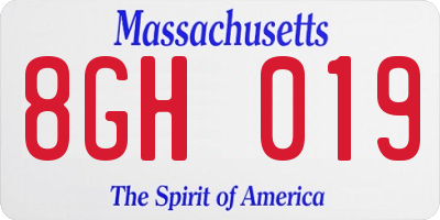 MA license plate 8GH019