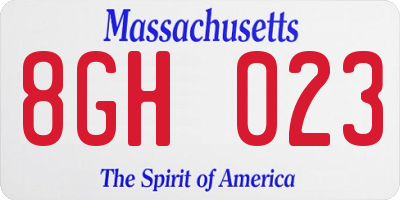 MA license plate 8GH023