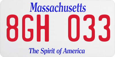 MA license plate 8GH033