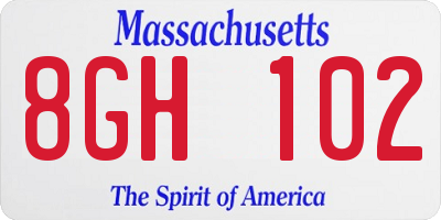 MA license plate 8GH102