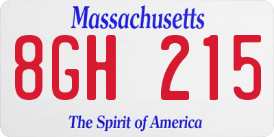 MA license plate 8GH215