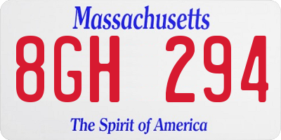 MA license plate 8GH294