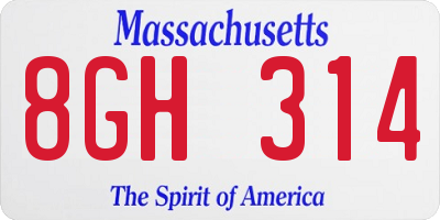 MA license plate 8GH314