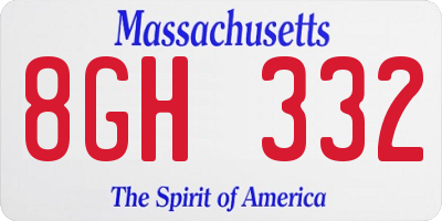 MA license plate 8GH332