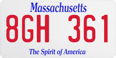 MA license plate 8GH361