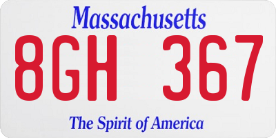 MA license plate 8GH367