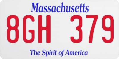 MA license plate 8GH379
